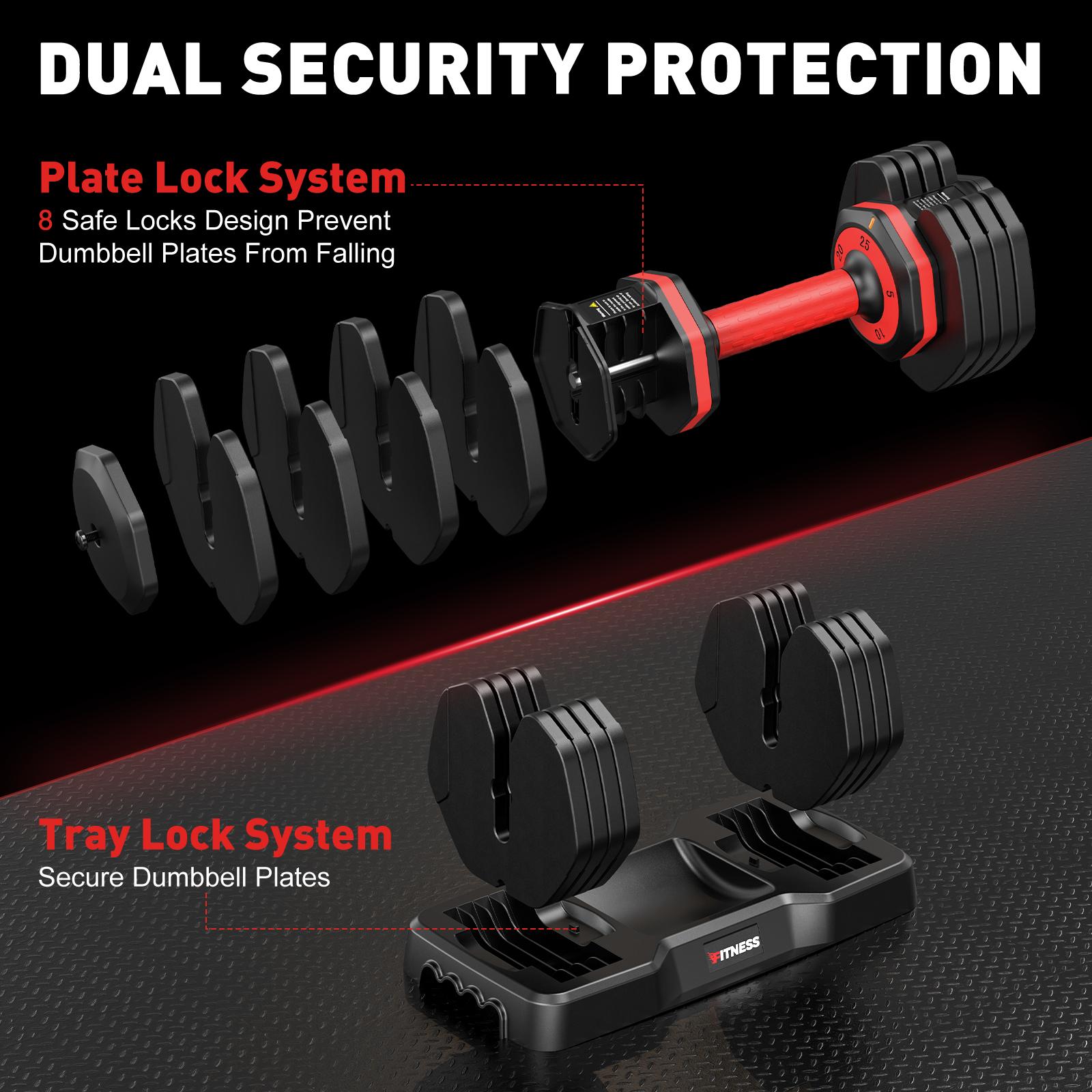 Bearbro 5-25LB / 15-55LB Adjustable Dumbbell for Home Gym Equipment, 5 in 1 Quickly Adjustable Weights Plates and Rack, Hand Weights Suitable Women and Men, Full Body Workout Fitness