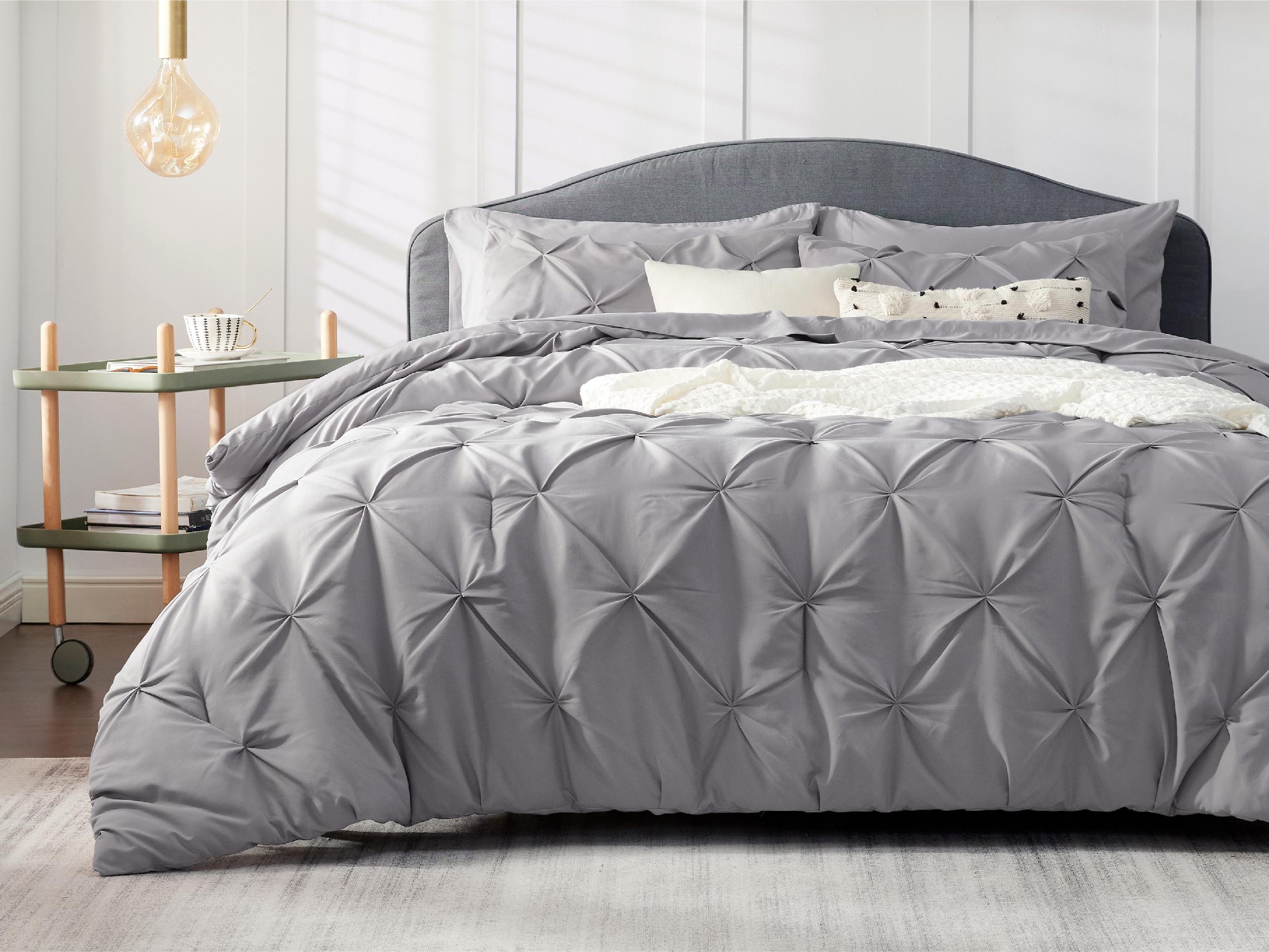 【Memorial Day Deals】Bedsure Soft  Washable Pintuck Comforter Set -4/7-Piece Set, Multi-Color, Cloud-like, Ultra-Soft, Elegant Design,  Luxury Bedroom Decor Accessories, Breathable, All-Season Bedding, Hotel Quality