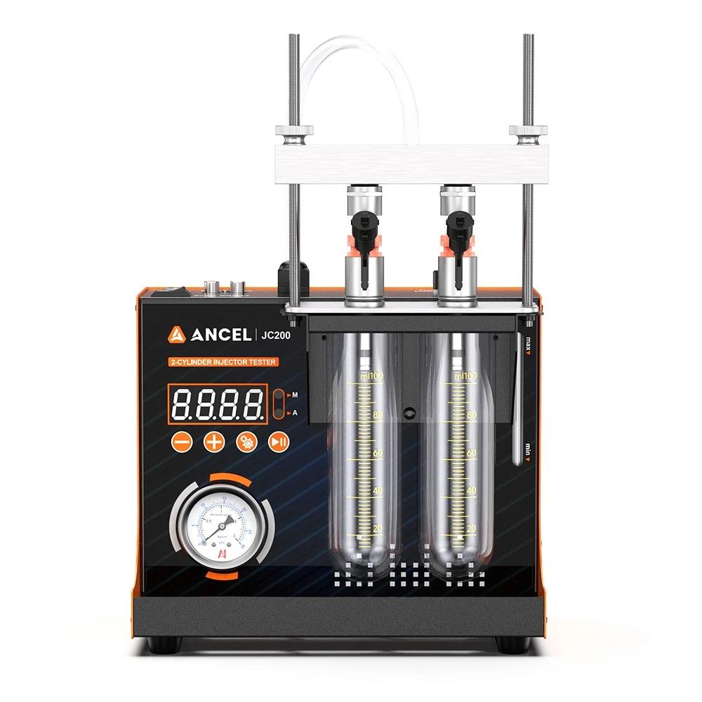 ANCEL JC200 2-Cylinder Fuel Injector Tester & Flow Cleaner Removes Light Surface Deposits During Testing, Adjustable Pressure, Built-in 12V Pump for Cars & Motorcycles