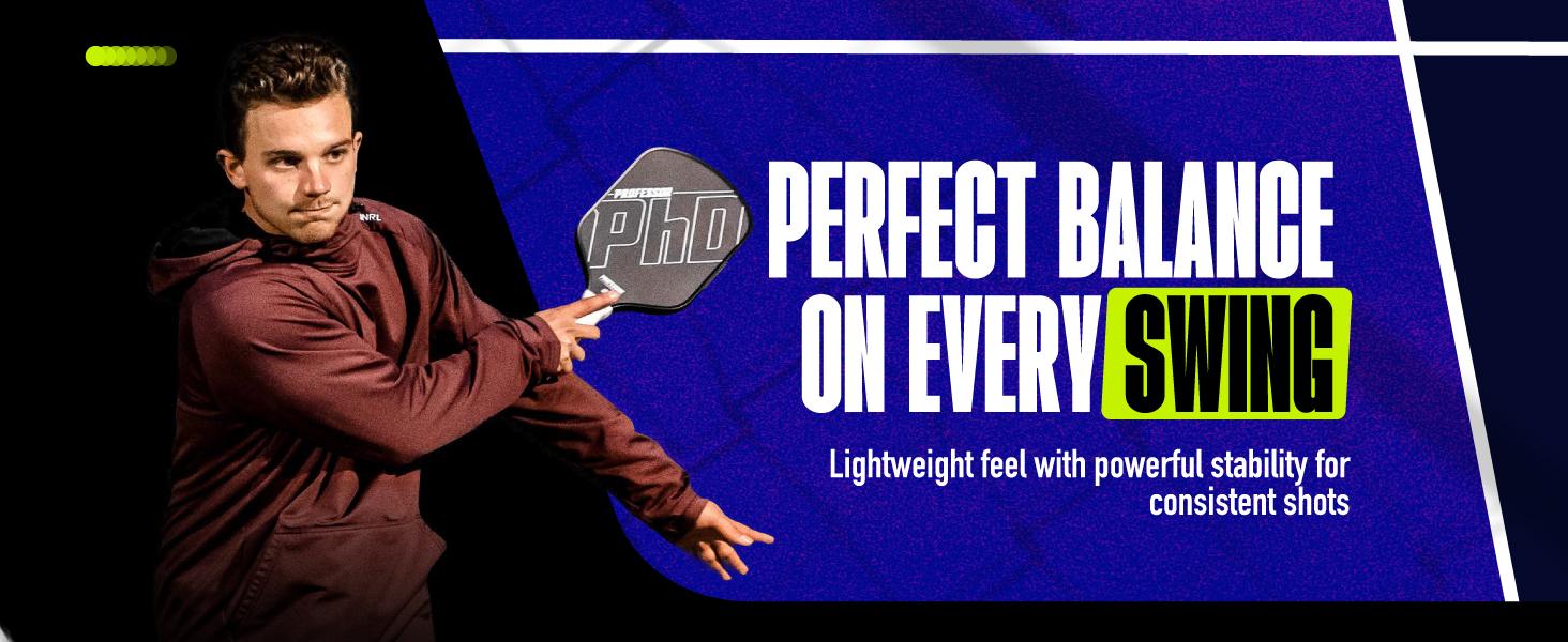 Professor PhD Raw Carbon Fiber Pickleball Paddle - 16MM - USA Pickleball Approved - Honeycomb Core - Power & Control