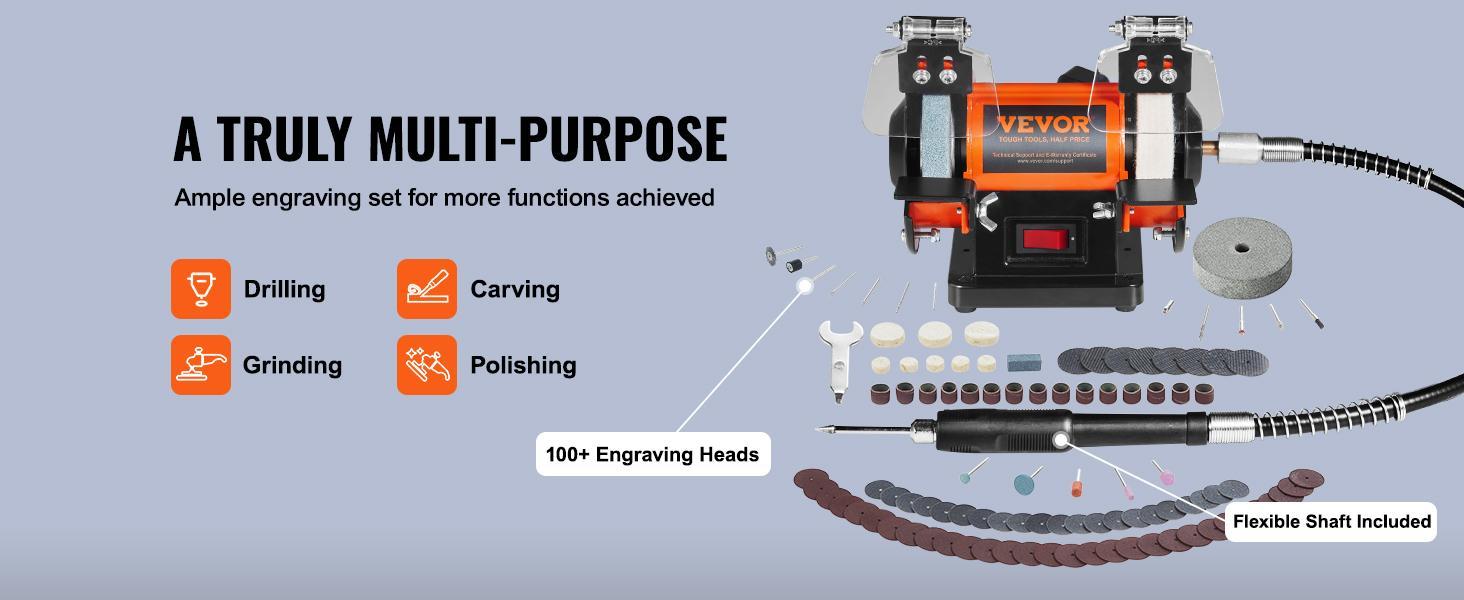 【DealsForYouDays】VEVOR Bench Polisher & Buffing Machine for Metal/Jewelry/Wood - With Wool & Abrasive Wheels, 100 Tools, 3590RPM 【DealsForYouDays】VEVOR Bench Polisher & Buffing Machine for Metal/Jewelry/Wood - With Wool & Abrasive Wheels, 100 Tools, 3590RPM