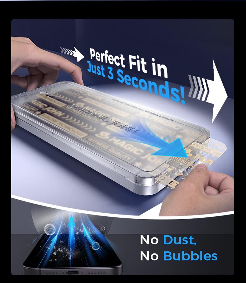 MAGIC JOHN Premium Upgraded Privacy Screen Protector Dustproof Bubble-Free Design Ultra-Clear for iPhone & Samsung