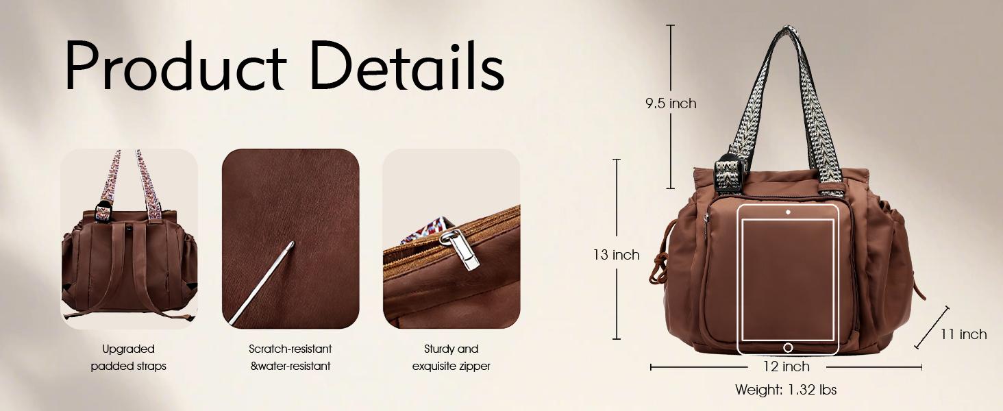 BIIVOYA Large Expandable Tote Bag for Women, Nurse Work Tote with Multi Pockets, Water-Resistant Travel Bag, Diaper Bag for Moms, Weekend Carryall, Summervibes