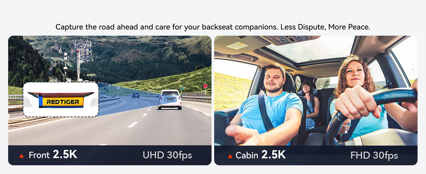 REDTIGER F17 4K 3-Channel Dash Cam with 5GHz WiFi GPS, 64GB Card, 2160P+1080P+1080P Cameras, IR Night Vision, Parking Mode, Car rvibes, Car VLOG, Summervibes