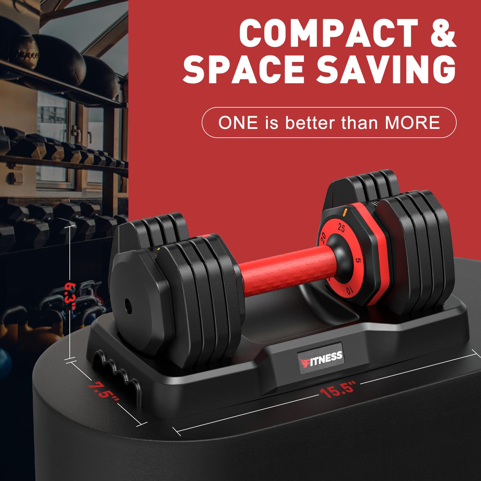 Bearbro 5-25LB / 15-55LB Adjustable Dumbbell for Home Gym Equipment, 5 in 1 Quickly Adjustable Weights Plates and Rack, Hand Weights Suitable Women and Men, Full Body Workout Fitness