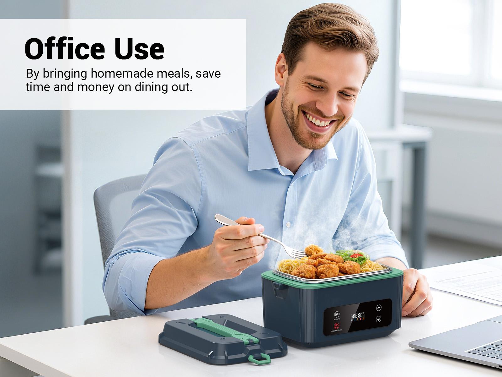OGERY Self-Heating Electric Lunch Box, 100W Faster Heated Cordless Lunch Box for Adults with Automatic Heating, 40 fl oz 304 Stainless Steel Food Warmer with Timer for Hot Meals Anywhere summerwins