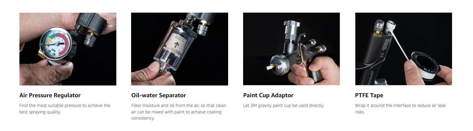 InoKraft DRZZLE D1-LVLP Spray Gun Premium & Basic Kit for Cars & House DIY Painting Superior Quality Atomization Efficient Transfer Easy Operation One-Piece Forged Aluminum Body Teflon Coating,father'sdaygifts