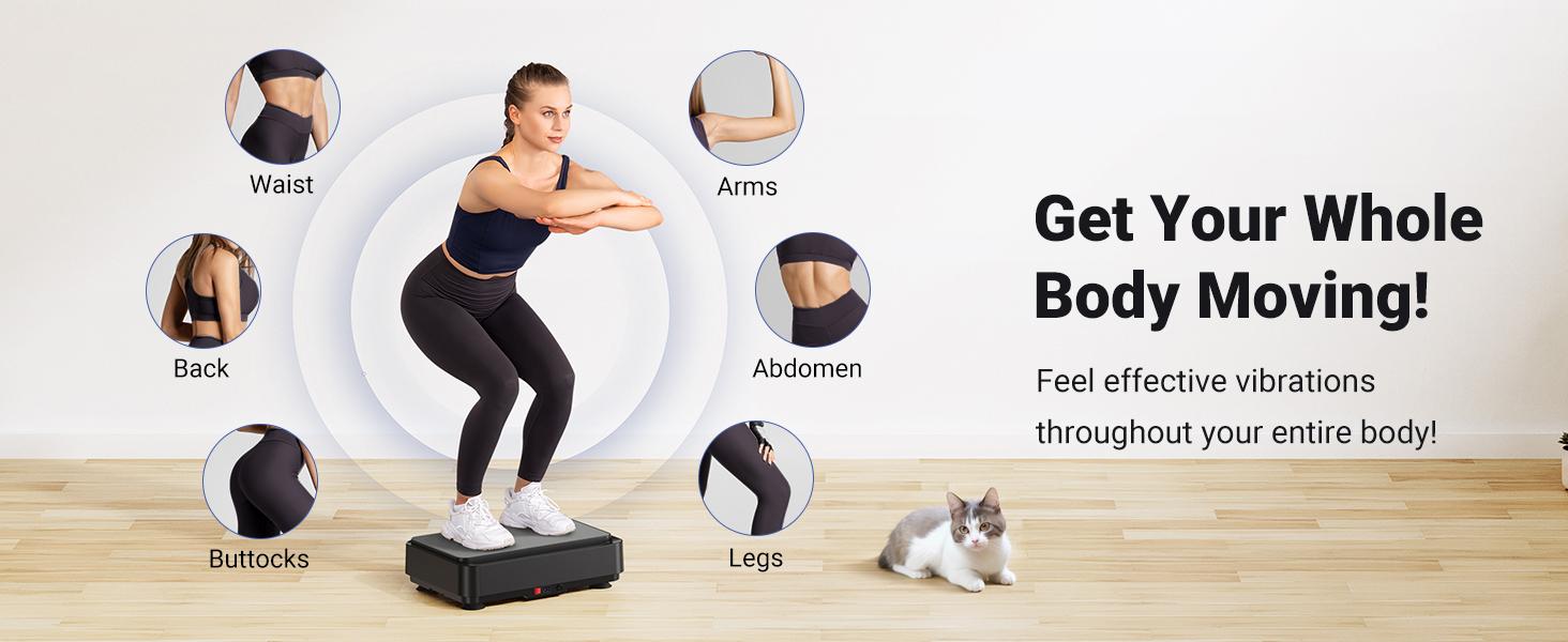 Merach Square Vibration Plate Exercise Machine 265lbs Capacity, Comfortable Lymphatic Drainage For Full Body Workout, Home Gym Fitness Equipment, Ideal For Gift Summervibes