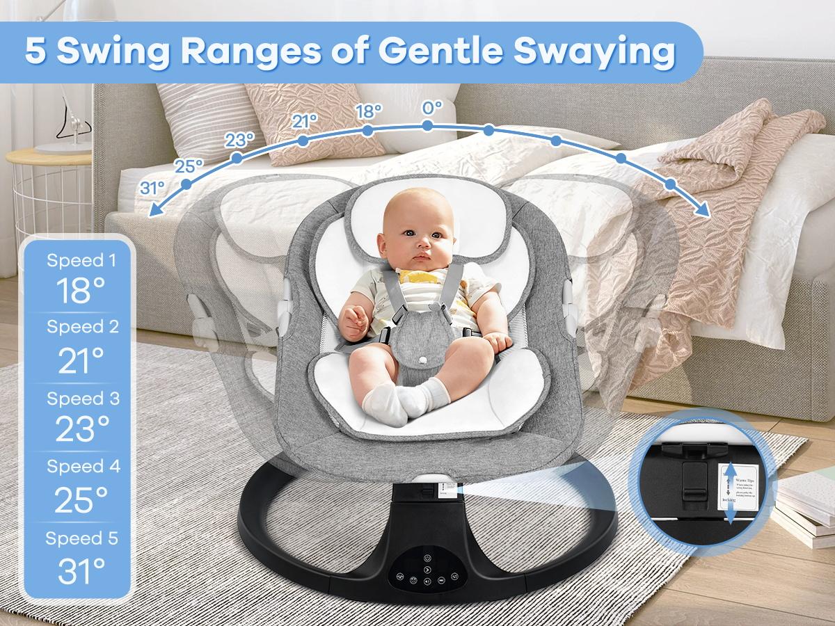 Baby Electric Bouncer, Baby Rocker, Electric swing, 5 Speed & 10 Lullabies, Baby Bassinet, Adapter & Battery Powered, For Indoor Use, Remote Control#DealsForYouDays