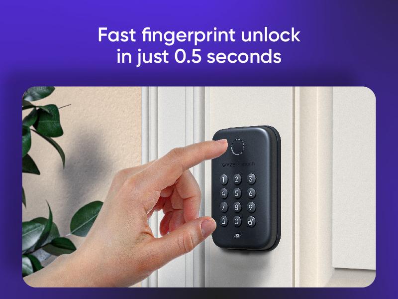 Wyze Lock Bolt &mdash; Fingerprint Keyless Security Lock, Smart Bluetooth Deadbolt Replacement, IPX5 Weatherproof, Auto-Lock, Smartphone Control