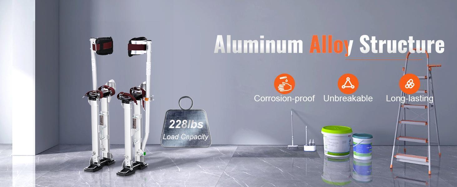 【DealsForYouDays】VEVOR Drywall Stilts,  18''-30'' Adjustable Aluminum Tool Stilts with Protective Knee Pads, Durable and Non-slip Work Stilts for Sheetrock Painting, Walking, Taping, Silver