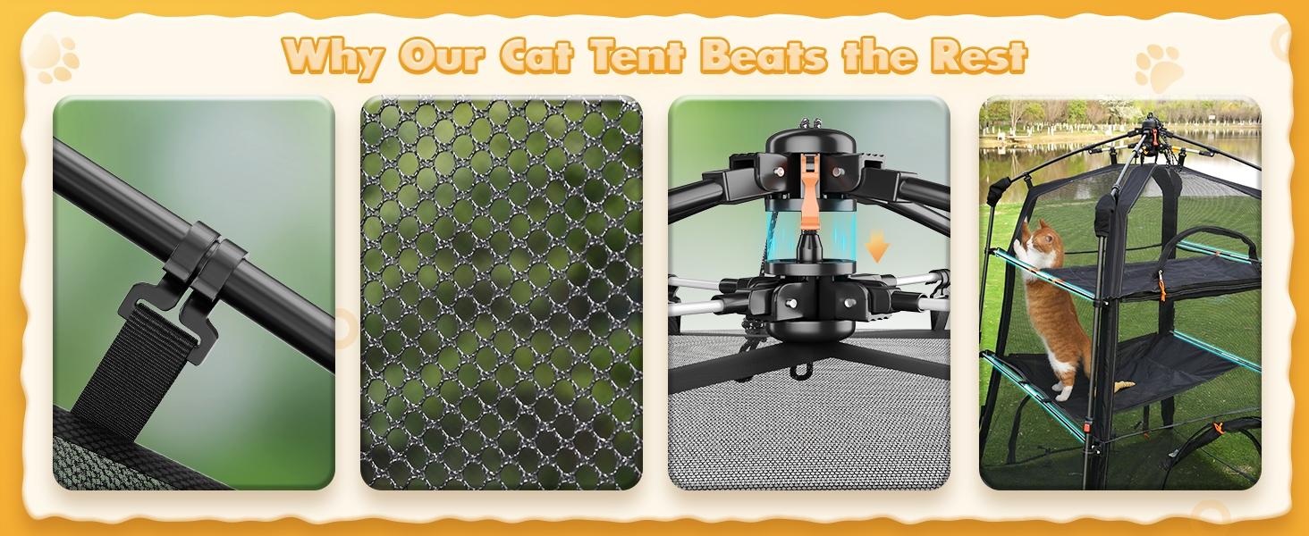 Elegear Extra Large Outdoor Cat Enclosure, 3-Tier Spacious Design&5 Windows, Weatherproof&Sunproof,Carry Bag for Patio Camping Pet Supplies Apartment