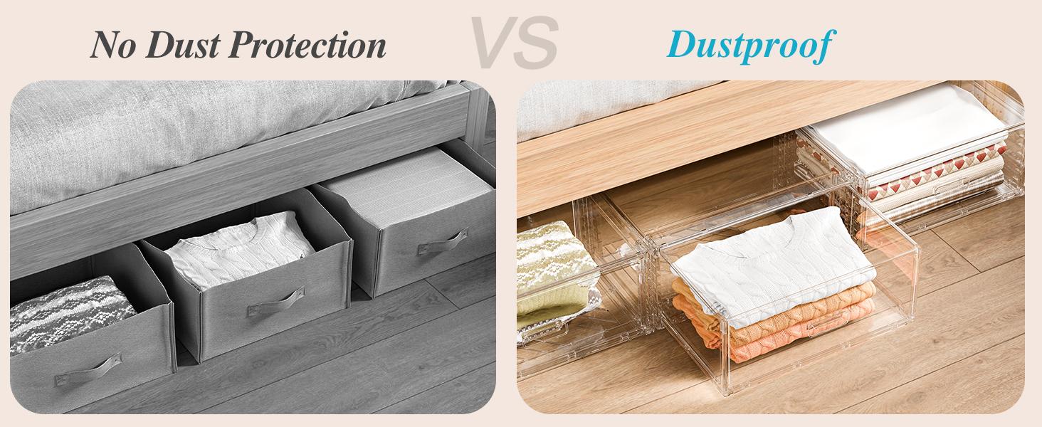 【DealsForYouDays】Vtopmart 2-5 Pack UnderBed Large Clear Stackable Storage Drawers 18-23QT, Easily Assemble Closet Storage Bins, Dust-Proof for storing shoes, clothes, bedding, and off-season essentials, summerwins,mid year sale