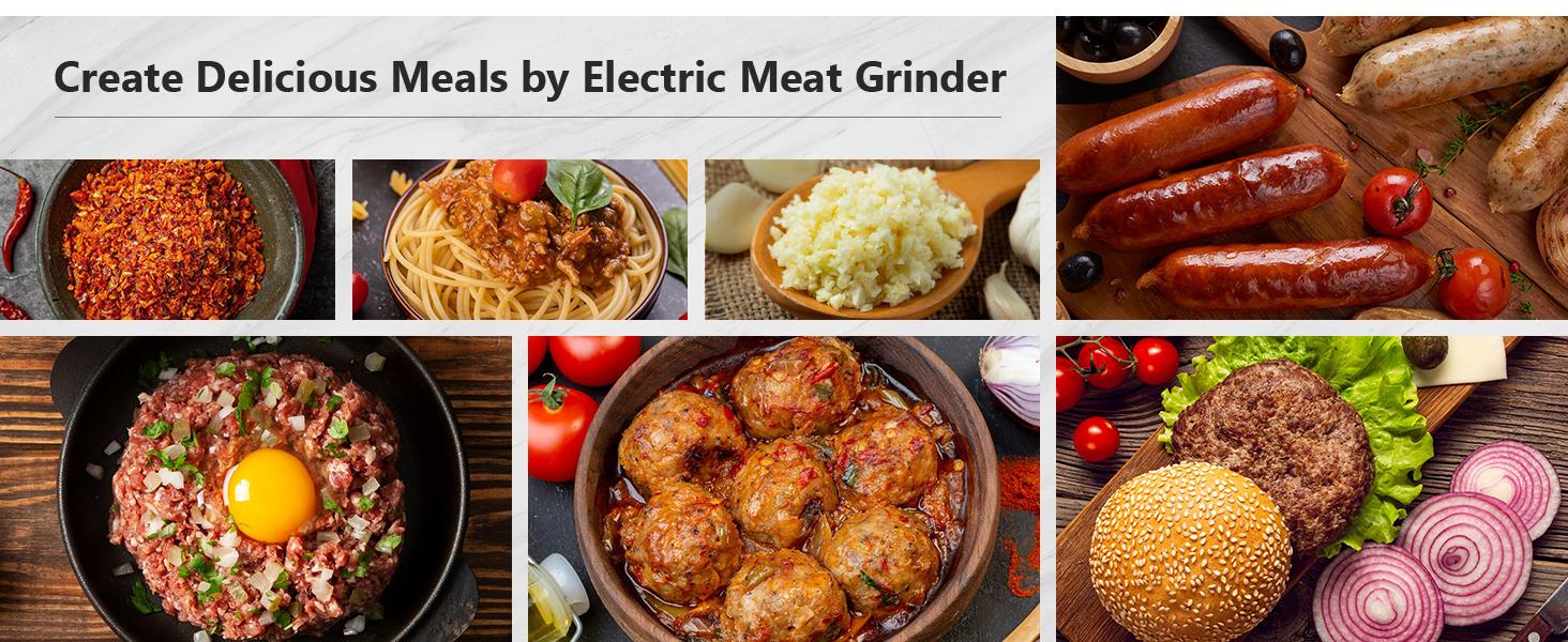 Electric Meat Grinders, Sausage Stuffer Maker 450W(3000W Max) Food Grinder with Blade & 3 Plates,Tubes & Kubbe Kit,Stainless Steel Meat Mincer Machine Ground Beef/Pork Home Kitchen Appliances Slicer