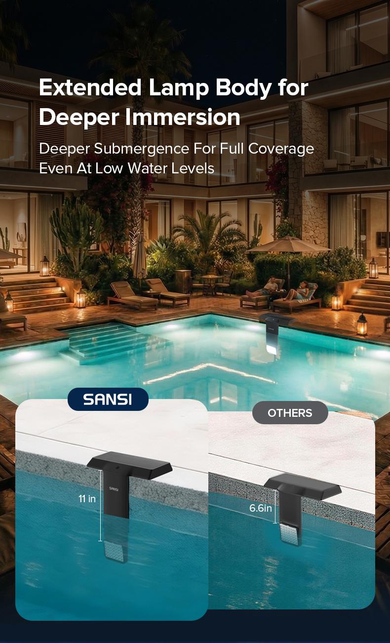 SANSI Solar Poolside RGB Light with Remote, Waterproof Submersible Pool Light for Inground & Above Ground Pools &ndash; Summer Vibes Decorative Outdoor Lighting, Mother's Day Gift summervibes