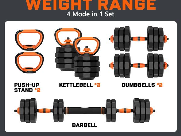 Bearbro 44lb/66lb/88lb 4-in-1 Adjustable Dumbbells Set Free Weight Set with Connector Used as Barbell, Kettlebells, Push up Stand, Fitness Exercises for Home Gym Suitable Men/Women,dealsforyoudays Bearbro 44lb/66lb/88lb 4-in-1 Adjustable Dumbbells Set Free Weight Set with Connector Used as Barbell, Kettlebells, Push up Stand, Fitness Exercises for Home Gym Suitable Men/Women,dealsforyoudays