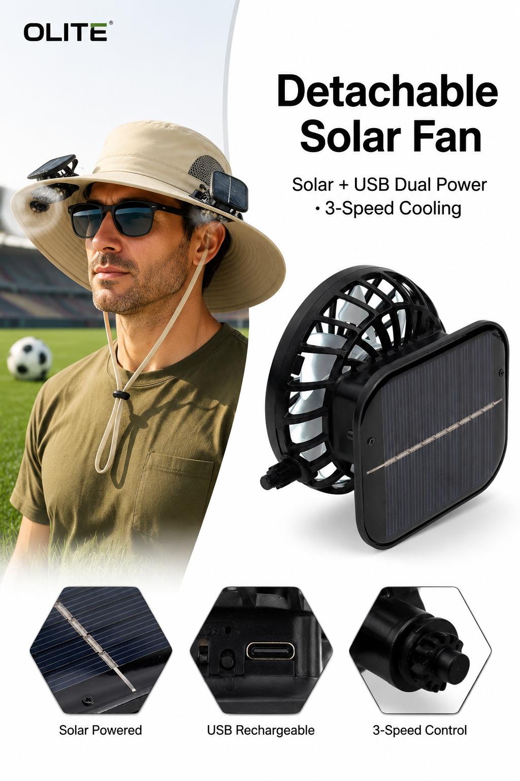 New Solar-Powered Outdoor Cooling Fan Hat — Sun Protection Hat with Solar Fan | Dual-Power Rechargeable Fan | Outdoor Water-Resistant Fan | Ideal for Sporting Events | Unisex Design | TikTokShopSpringGlowUp Sun Bucket Hat Lightweight Golf Hat