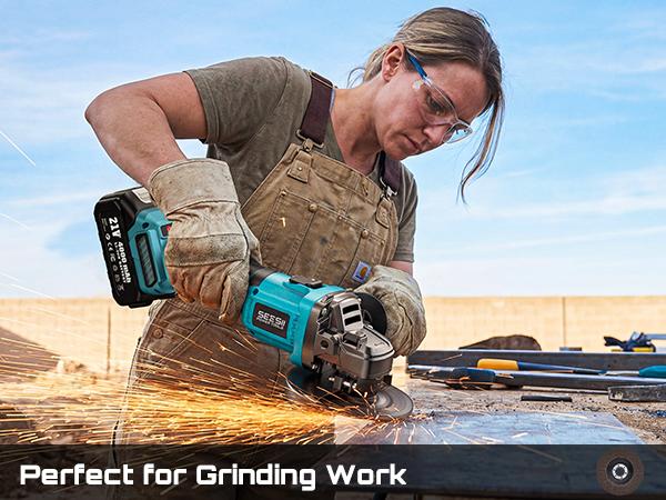 SEESII Cordless Angle Grinder Kit with 2x4.0Ah Batteries, 10000RPM Brushless Electric Metal Grinder w/ 4-1/2" Cutting Wheel, Flap Wheel, and Wool Carving Wheel for Precision Cutting & Grinding#SummerVibes