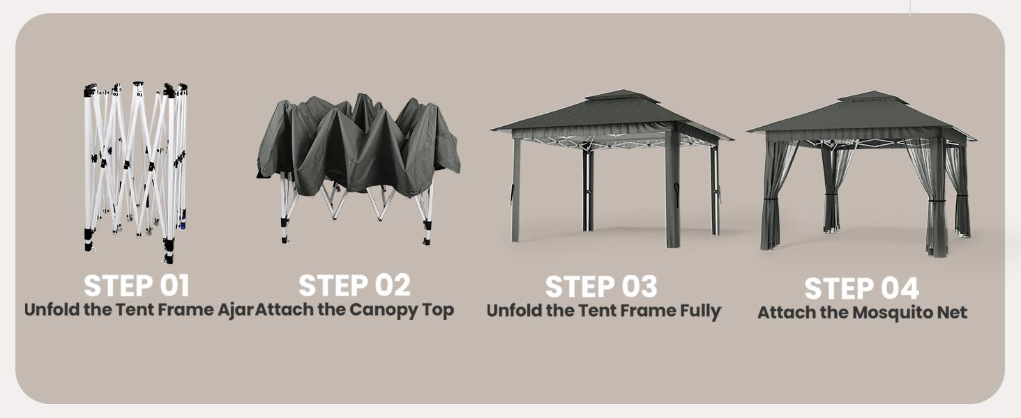 Gizoon 11x11 Pop Up Gazebo Tent with Mosquito Netting, Instant Gazebo, Party Tent with Roller Bag, Pop Up Canopy Tent for Parties Patio Lawn Backyard Garden Deck, Grey Gizoon 11x11 Pop Up Gazebo Tent with Mosquito Netting, Instant Gazebo, Party Tent with Roller Bag, Pop Up Canopy Tent for Parties Patio Lawn Backyard Garden Deck, Grey