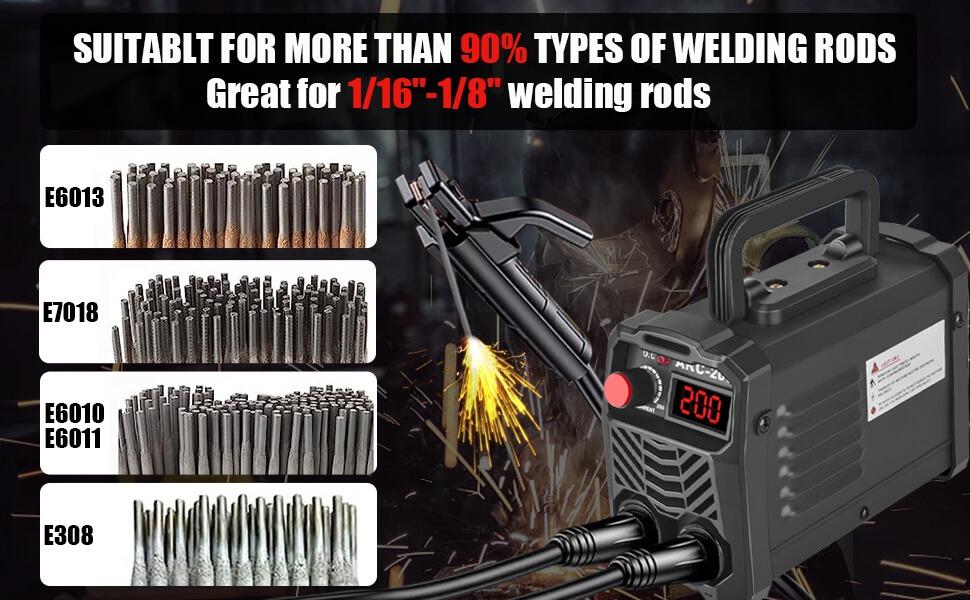 GNI IGBT Inverter Stick Welding Machine, 110V Super Mini Portable Welder with 20PCS Rods, Hot Start, Arc Force & Anti-Stick, for 1/16"-1/8" Rods, Includes 2 Chip Hammers & Gloves, Industrial Tools & Hardware Equipment, Welding Machines
