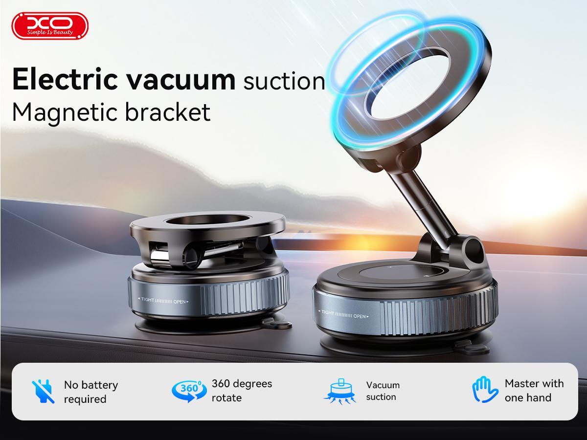 Upgraded Magnetic Phone Holder,Unpowered Version 360&deg; Rotatable Adjustable and Foldable Magnetic & Vacuum Adsorption Car Holder, No Noise for iPhone & Android