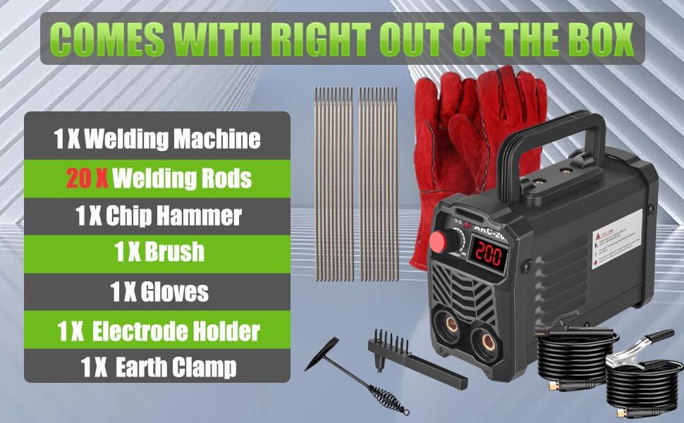 GNI IGBT Inverter Stick Welding Machine, 110V Super Mini Portable Welder with 20PCS Rods, Hot Start, Arc Force & Anti-Stick, for 1/16"-1/8" Rods, Includes 2 Chip Hammers & Gloves, Industrial Tools & Hardware Equipment, Welding Machines