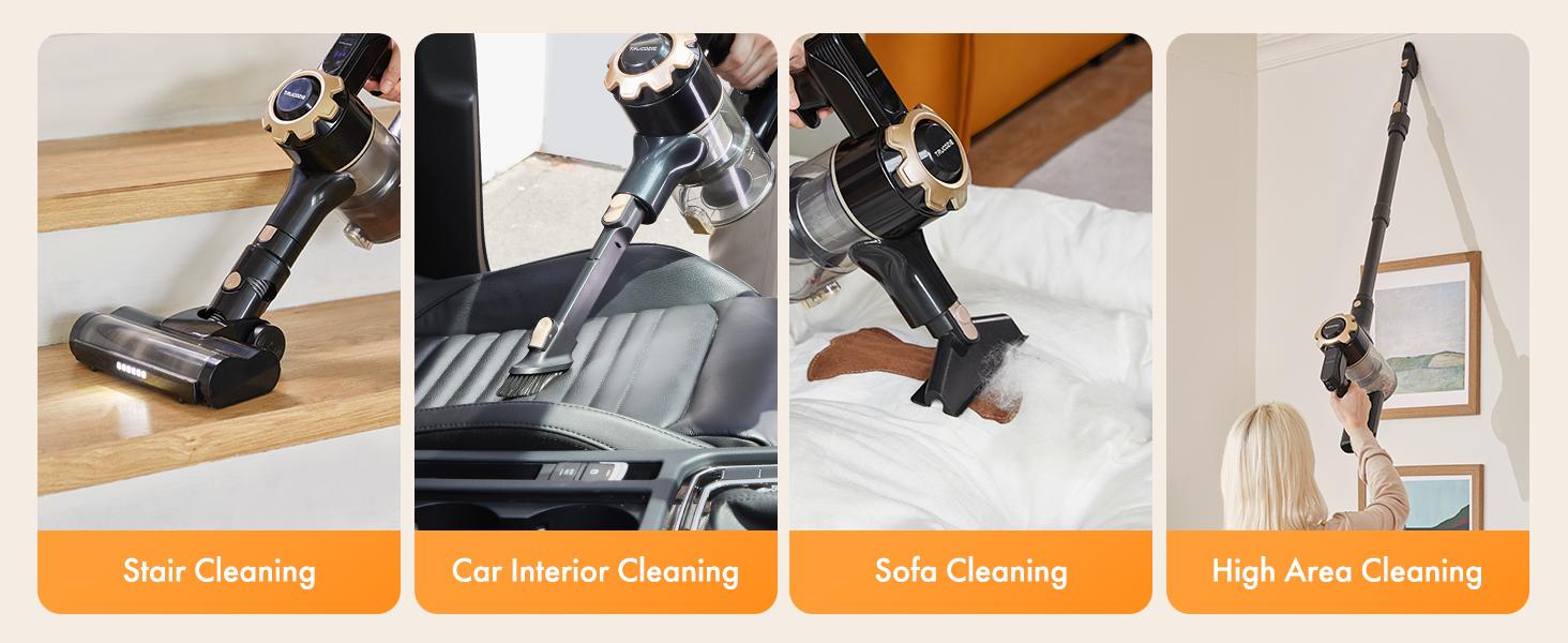 【 2026 newly upgraded】Trucozie T350 cordless vacuum features an 8-in-1 lightweight design with up to 45 minutes of runtime and 33Kpa of powerful suction. This rechargeable cordless vacuum is ideal for carpets, tiles, pet hair, and hardwood floors. 【 2026 newly upgraded】Trucozie T350 cordless vacuum features an 8-in-1 lightweight design with up to 45 minutes of runtime and 33Kpa of powerful suction. This rechargeable cordless vacuum is ideal for carpets, tiles, pet hair, and hardwood floors.