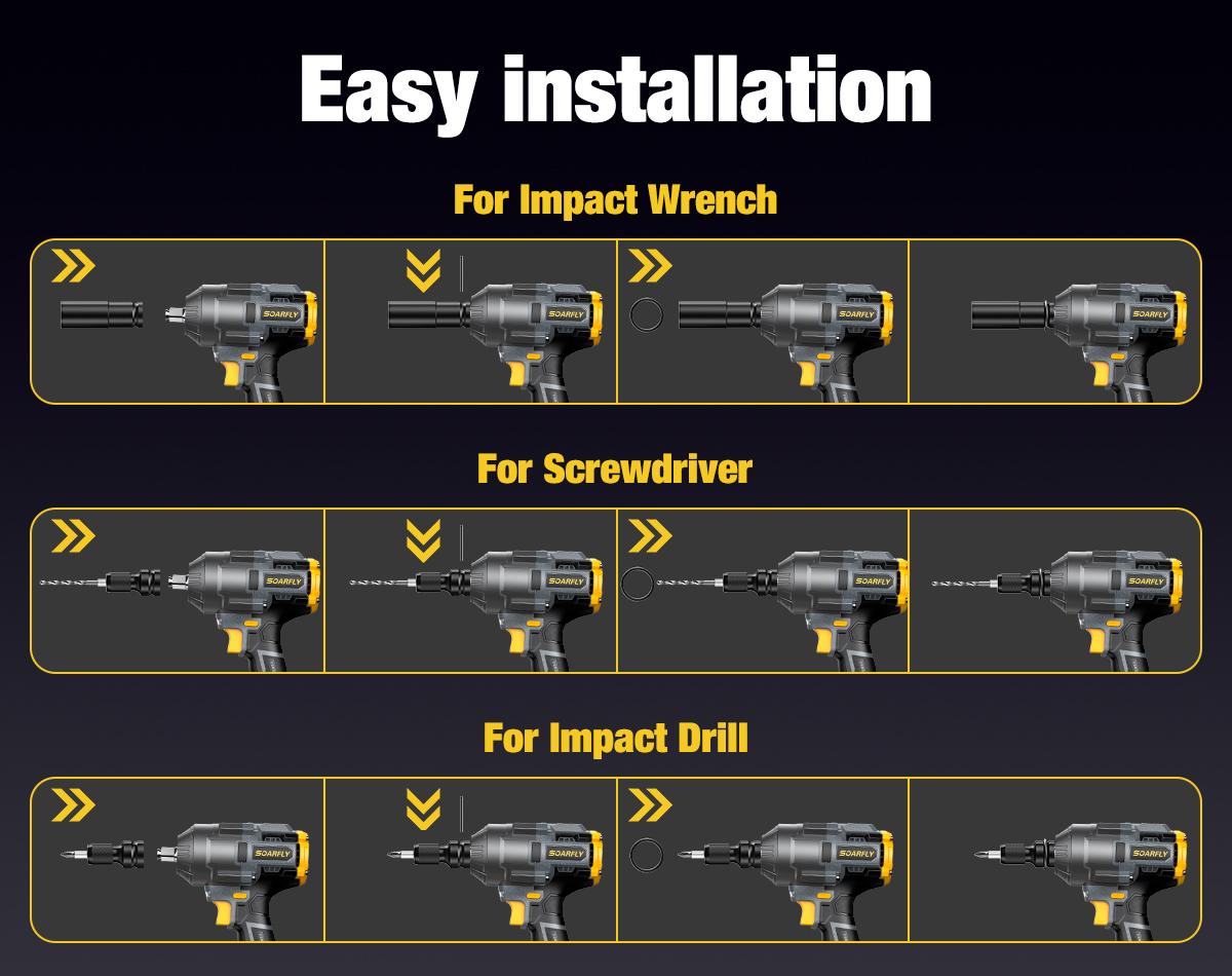 【Father's Day Gift】SOARFLY 1000NM Impact Wrench, 2x 4.0Ah Batteries, Fast Charger, 6 Screwdriver Bit, 8 Drill Bit, 6 Sockets, For Car, Trucks