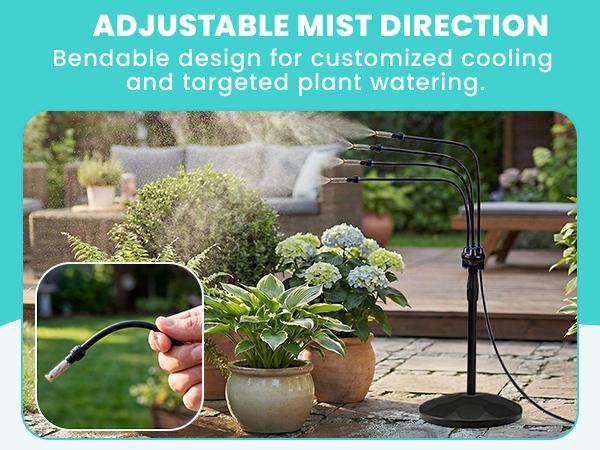 HOMENOTE Standing Misting Cooling System with Fillable Base, 26.2FT Water Line, Adjustable Height Standing Mister for Outside Patio Cooling, Pool Tanning, Garden Greenhouse Watering HOMENOTE Standing Misting Cooling System with Fillable Base, 26.2FT Water Line, Adjustable Height Standing Mister for Outside Patio Cooling, Pool Tanning, Garden Greenhouse Watering