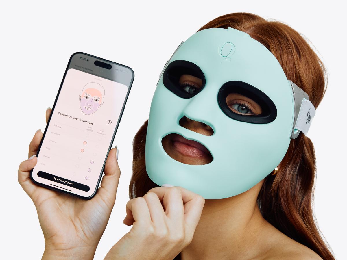 Qure LED Light Therapy Mask for Face - FDA Cleared for Wrinkles & Acne Treatment with 3 Modes, 5 Facial Areas &  5 Lights: Red, Deep-Red, Blue, Amber & Infrared, 3-Min Daily, Eye-Protection, Smart App