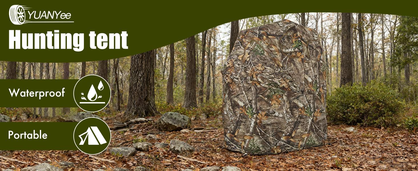 [Amazing Offer]Portable Blind With Chair - Camouflage See-Through Ground Tent with Cup Holder, Lightweight 1-Person Tent for Deer, Duck, and Turkey Hunting Visibility Convenience