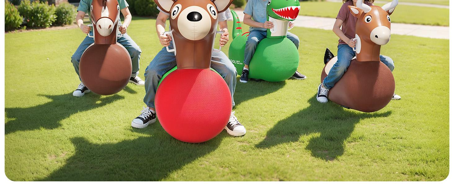 Mother's Day QPAU Kids Bull Toy 1/2-Piece Set 220 lbs Weight Capacity Bouncing Animal Bullfighting-Themed Children's Gift Suitable for Children 5+ Large Size Comfortable and Stable Dual Independent Air Chambers,Summer Vibes
