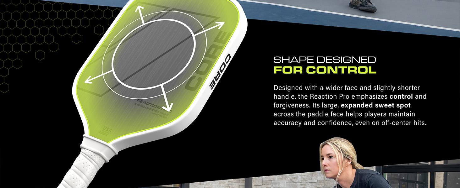 CORE Reaction Pro Pickleball Paddle | T700 Carbon Fiber Surface | MX-1000 (16mm)