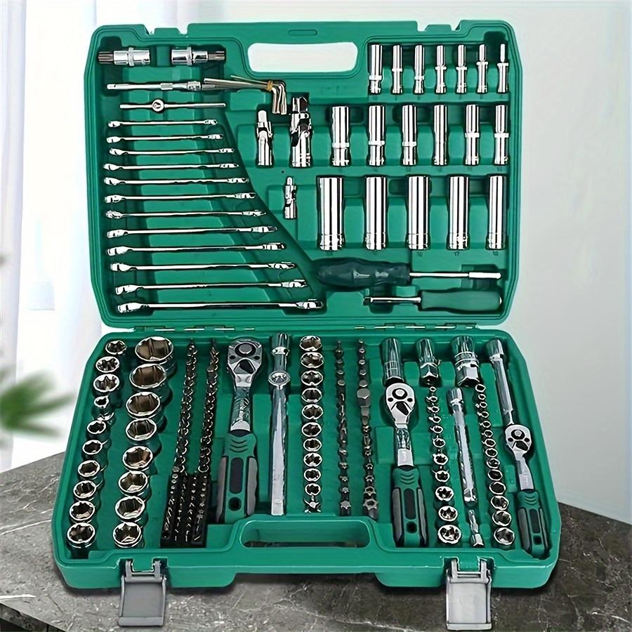 216-Piece Mechanic Tool Set: Comprehensive Auto Repair & Household Tool Kit with 1/2"" & 3/8"" Drive, Ratchet Wrench, Torque Wrench, and More