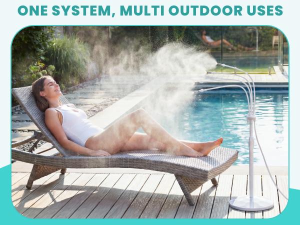 HOMENOTE Standing Misting Cooling System with Fillable Base, 26.2FT Water Line, Adjustable Height Standing Mister for Outside Patio Cooling, Pool Tanning, Garden Greenhouse Watering HOMENOTE Standing Misting Cooling System with Fillable Base, 26.2FT Water Line, Adjustable Height Standing Mister for Outside Patio Cooling, Pool Tanning, Garden Greenhouse Watering