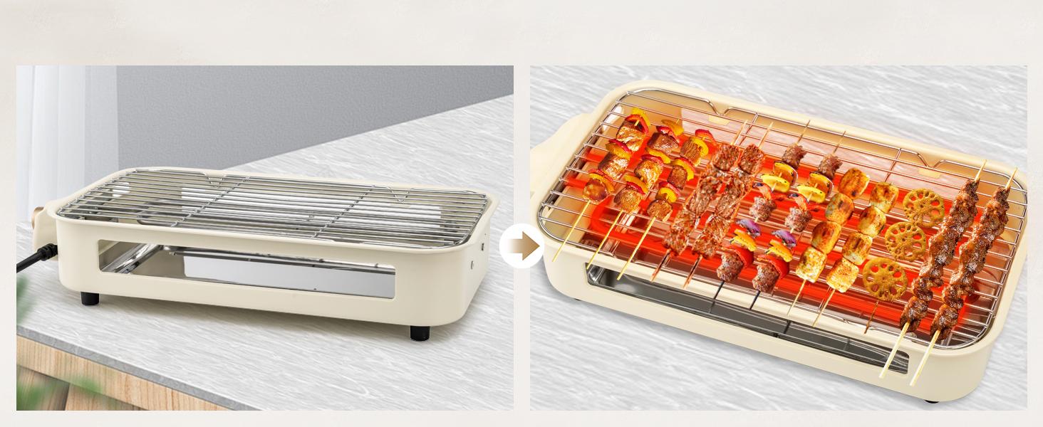 Pukomc Electric Indoor Grill,2 in 1 Indoor Grills for Kitchen with Grill Net & Non-Stick Cooking Removable Plate, Temperature Control, Dishwasher Safe, 1800W Smokeless barbecue Universal Griddle Pukomc Electric Indoor Grill,2 in 1 Indoor Grills for Kitchen with Grill Net & Non-Stick Cooking Removable Plate, Temperature Control, Dishwasher Safe, 1800W Smokeless barbecue Universal Griddle