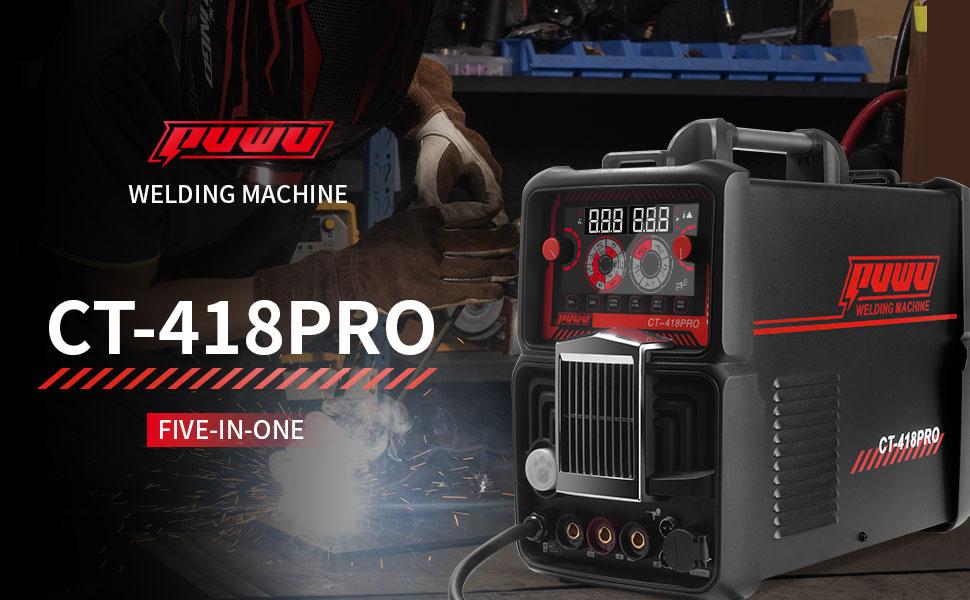 【fathersdaygift】PUWU CT-418PRO Plasma Cutter Welder Gas MIG/Gasless MIG/HF TIG/Stick/CUT 5 in 1 Aluminum Welding Machine 110V/220V Dual Voltage IGBT Inverter LED Display MP200 Multi Process Welder with Accessories 【fathersdaygift】PUWU CT-418PRO Plasma Cutter Welder Gas MIG/Gasless MIG/HF TIG/Stick/CUT 5 in 1 Aluminum Welding Machine 110V/220V Dual Voltage IGBT Inverter LED Display MP200 Multi Process Welder with Accessories