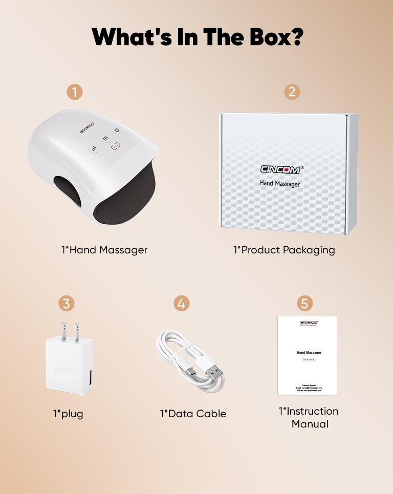CINCOM Portable Hand Massager, Cordless, Advanced Airwave Technology, Customized Mode & Heating Function, Long-Lasting Battery Life, Auto-Off Feature, Perfect for Daily Relaxation, Comfort, White, Ideal Gift for Christmas & Birthday,summerwins