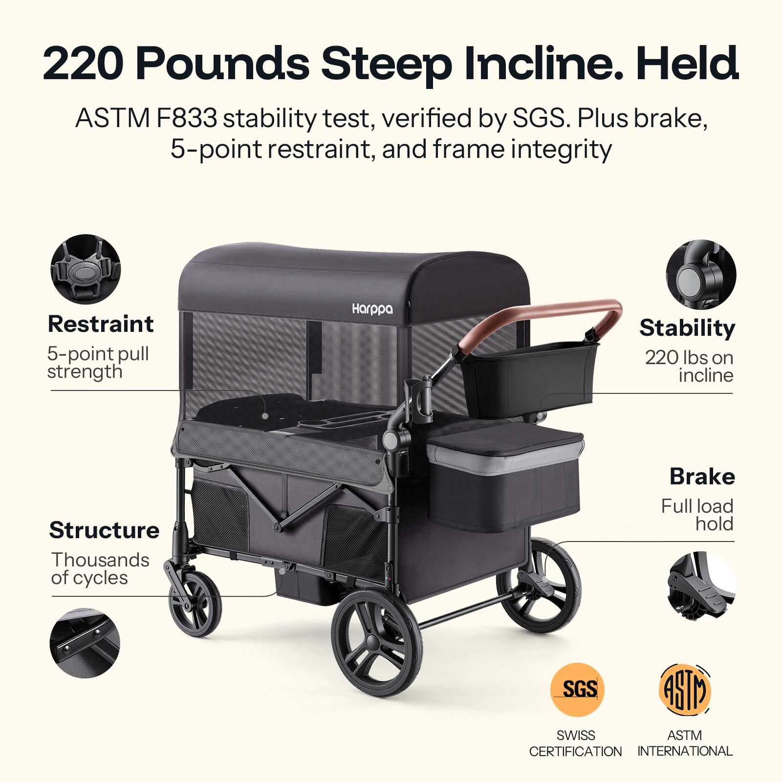 HARPPA Baby Stroller Wagon, Lightweight Folding Adjustable 2-Seat/4-Seat Travel Stroller, Canopy, Push-Pull Handle, EVA Foam All-Terrain Wheel, Large Storage, Outdoor/Camping Use, Lightweight Travel Stroller, Adjustable Stroller,summerwins