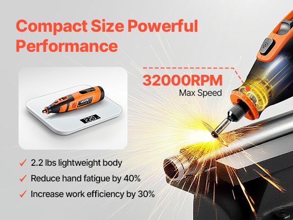 fathersdaygift  VEVOR 119-Piece Cordless Rotary Tool Kit, DC12V Portable Mini Power Rotary Tool, 28-Level Speed 5000-32000 RPM Multi-Purpose DIY Tools for Engraving, Sanding, Polishing, Carving, Cutting, DIY Crafts