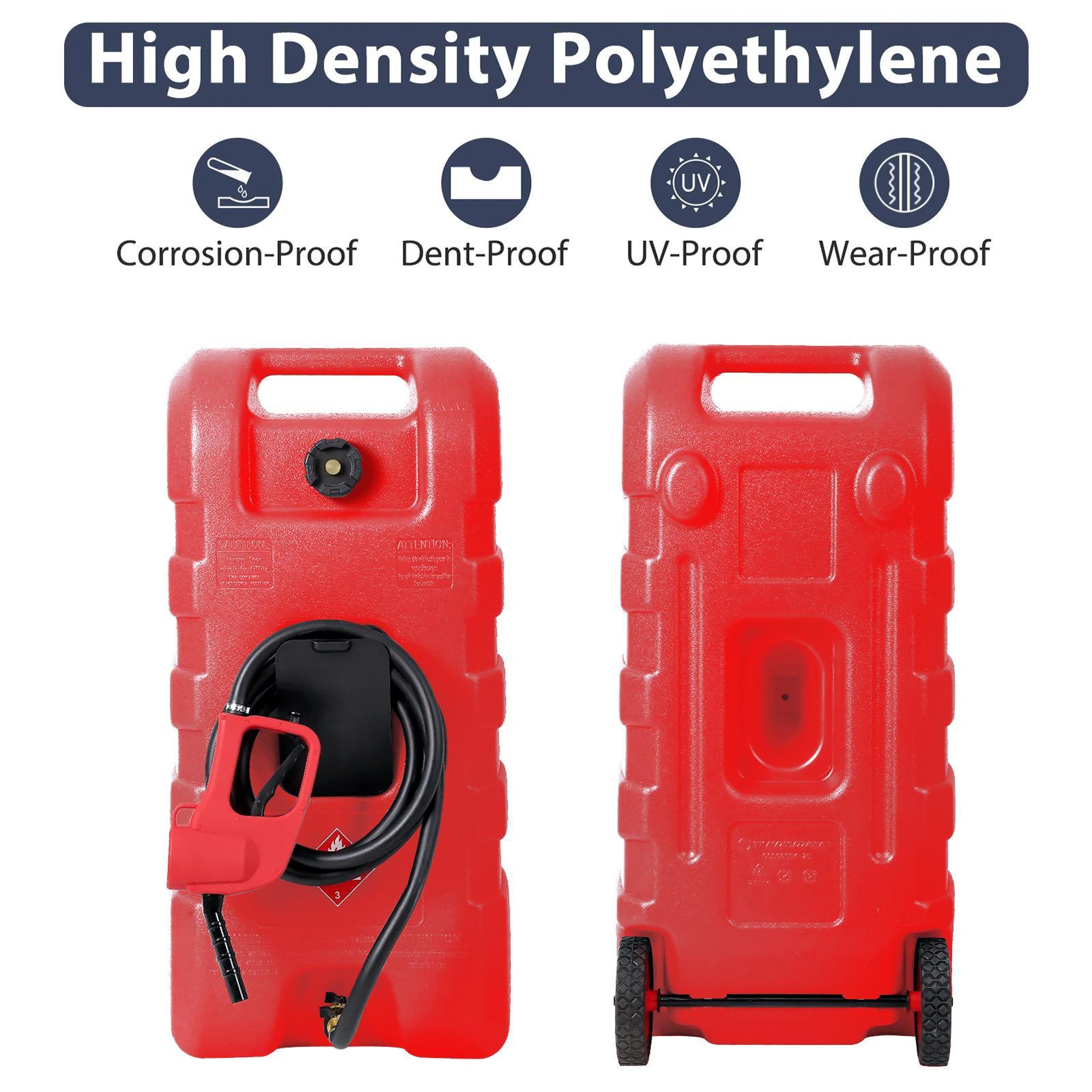 【GARVEE】 15 Gallon Portable Fuel Caddy with LE Pump & 10ft Hose for Gasoline Diesel Storage on Wheels for Cars Lawn Mowers ATVs Boats Red Yellow Gray Options - Convenience