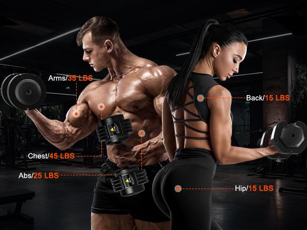 Bearbro 5-25LB / 15-55LB Adjustable Dumbbell for Home Gym Equipment, 5 in 1 Quickly Adjustable Weights Plates and Rack, Hand Weights Suitable Women and Men, Full Body Workout Fitness