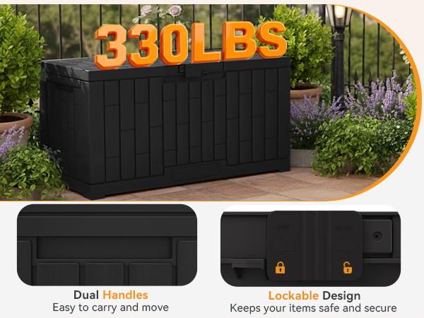60 Gallon Outdoor Storage Box, Waterproof Resin Deck Box for Patio Cushions & Gardening Tools, Lockable & UV Resistant