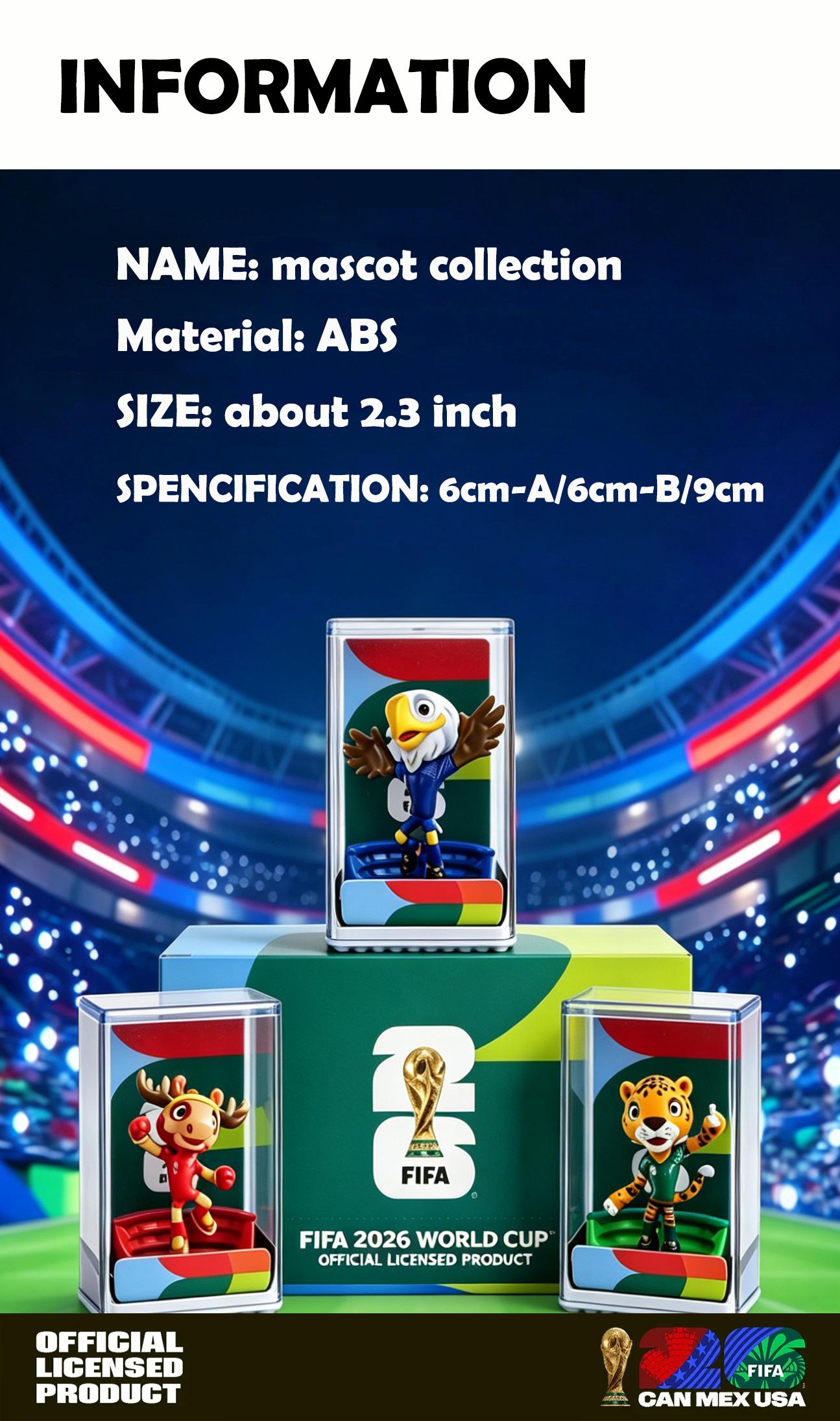 [Set of 3] FIFA 2026 World Cup Mascot Official Licensed Toy Figurines Collectable Soccer (Maple, Zayu & Clutch) Summervibes