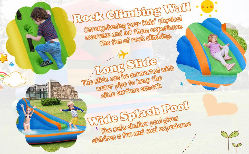 Costzon - Inflatable Water Slide With Air Blower, Inflatable Mighty Bounce House Jumper, Mega Water Park Bouncy Castle Combo for Kids Boys Girls Outdoor Backyard Summer Gifts, mothersdaygift Costzon - Inflatable Water Slide With Air Blower, Inflatable Mighty Bounce House Jumper, Mega Water Park Bouncy Castle Combo for Kids Boys Girls Outdoor Backyard Summer Gifts, mothersdaygift