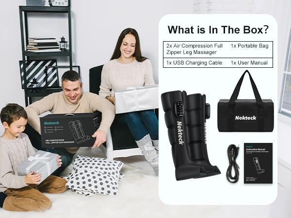 Nekteck Cordless Leg Massager Recovery System (Single Leg Only), Air Compression Massage, Full Leg Boots for Circulation and Pain Relief Comfort Daily