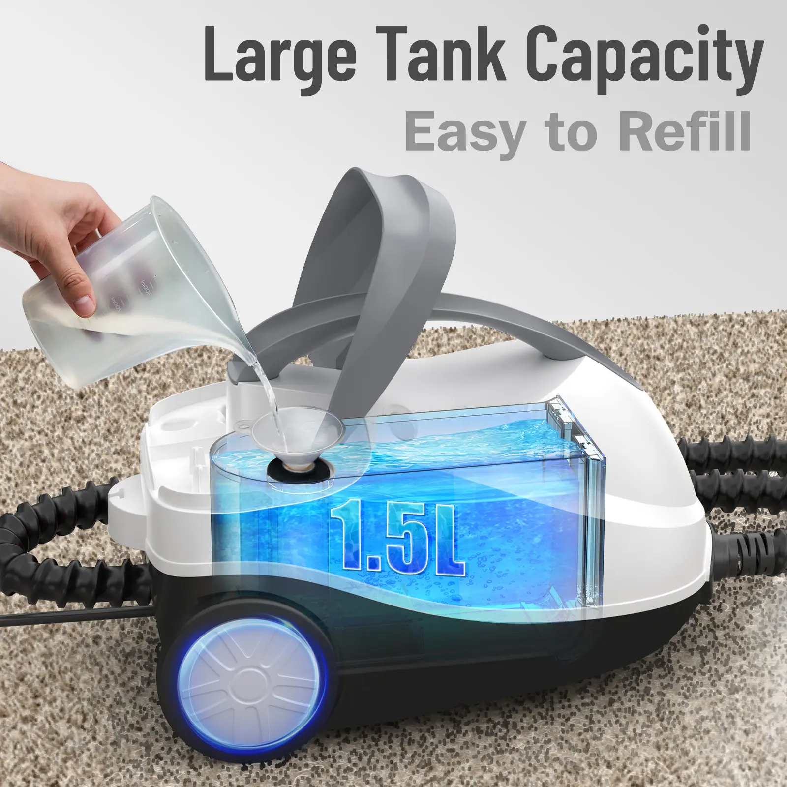 1800W High-Pressure Steam Cleaner – 1.5L Tank, 28 Attachments, Chemical-Free Heavy-Duty Cleaning