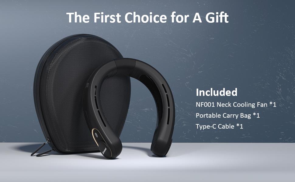 Dual Cool Max Rechargeable Neck Air Conditioner, 3-Speed Portable Neck Fan, 5000mAh Rechargeable Battery Operated Personal Cooling Fan, Hands-Free Bladeless Neck Fan for Travel Work Outdoor Indoor