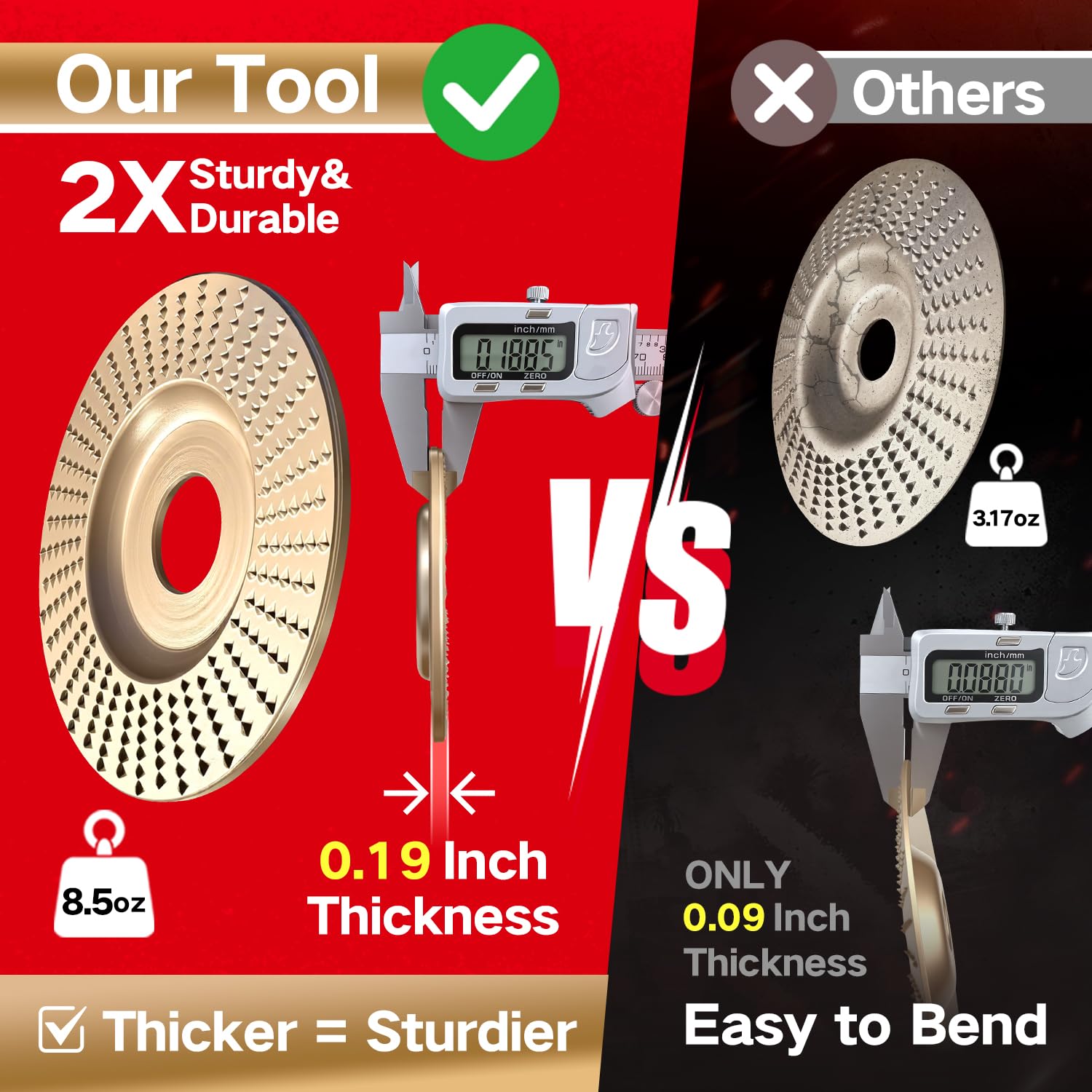 Upgraded 3PCS Wood Carving Disc Set for 4" or 4 1/2" Angle Grinder with 5/8" Arbor, Grinding Wheel Shaping Disc for Wood Cutting, Grinder Cutting Wheel Attachments