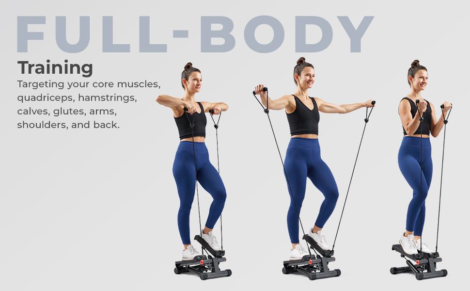 SUNNY Original Mini Stepper with Resistance Bands Whole Body Workout Home Gym Fitness Equipment Quiet Hydraulic Drive Compact Cardio Exercise Machine for Legs Glutes Core and Upper Body 300 lbs Capacity SUNNY Original Mini Stepper with Resistance Bands Whole Body Workout Home Gym Fitness Equipment Quiet Hydraulic Drive Compact Cardio Exercise Machine for Legs Glutes Core and Upper Body 300 lbs Capacity